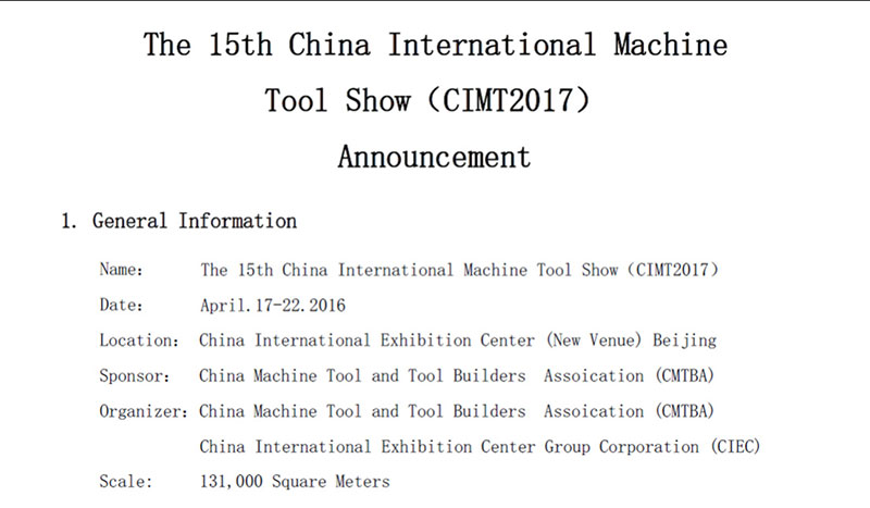 China International Machine Tool Show  CIMT2017